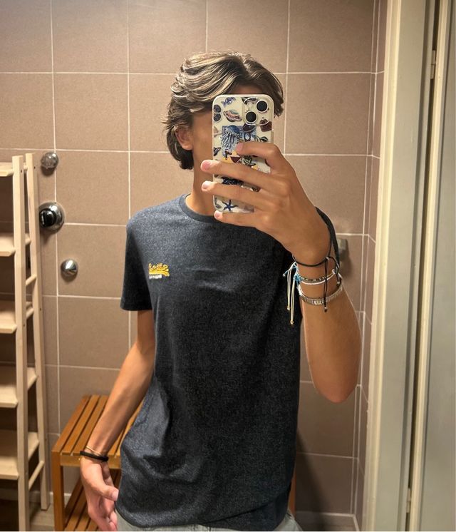 Maglietta Superdry Blu Melange Uomo Taglia S