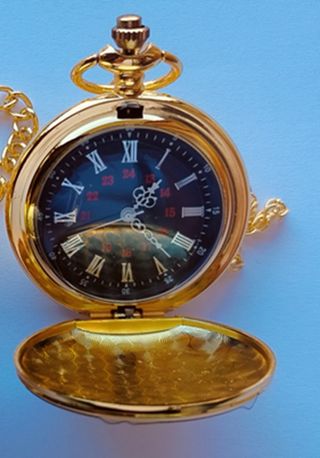 Orologio da tasca quarzo dorato con quadrante nero