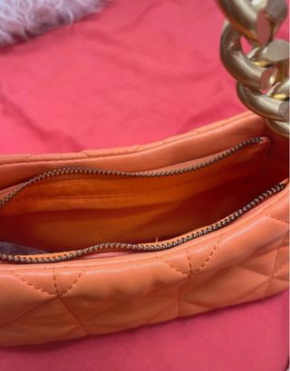 Bolso Mango Naranja Cadena Dorada