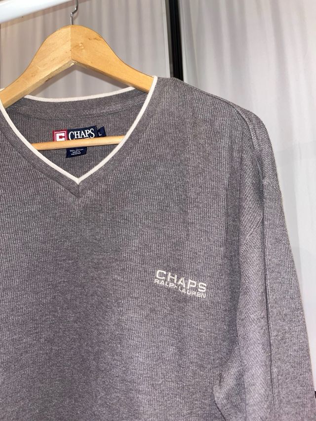 Jersey Chaps Ralph Lauren Gris Talla L