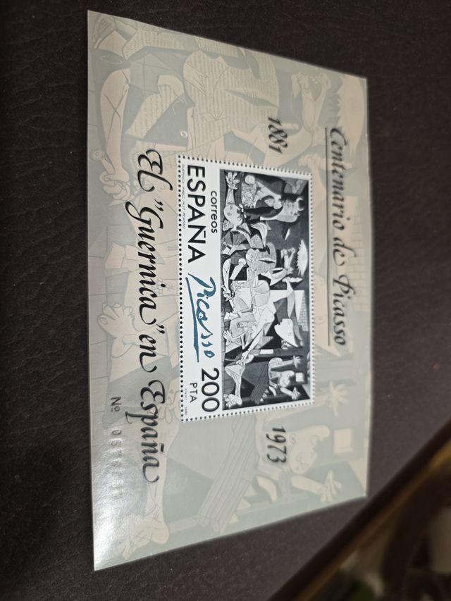 Plancha Sello Picasso Guernica 1973 España.