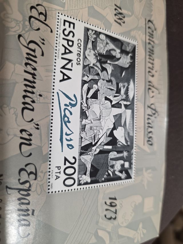 Plancha Sello Picasso Guernica 1973 España.
