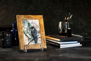 3 Stampe ad acquerello di corvo e orologi