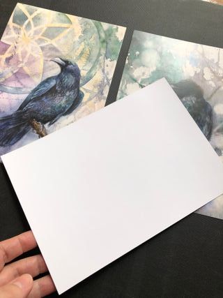 3 Stampe ad acquerello di corvo e orologi