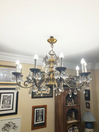 Lámpara araña bronce y cristal