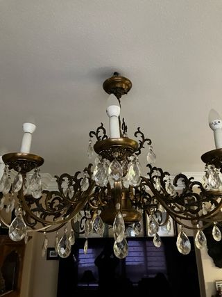 Lámpara araña bronce y cristal