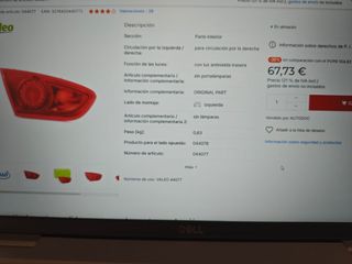 Optica Seat Leon 2 Trasero Interior Izquierdo