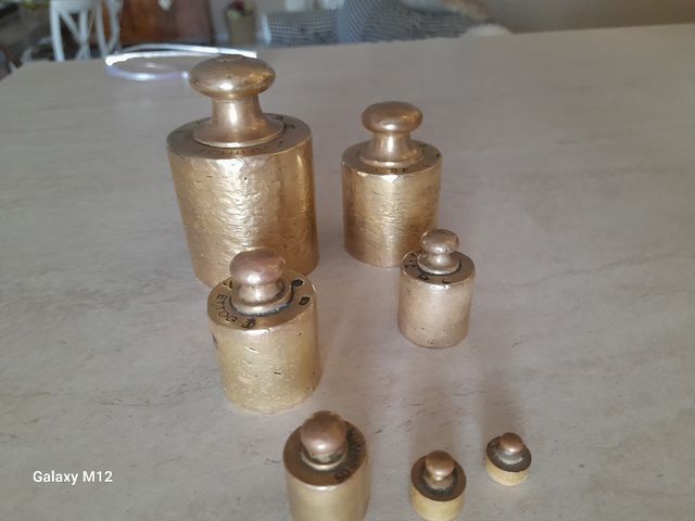 Set 7 Pesi Bilancia Ottone Anni 40/50