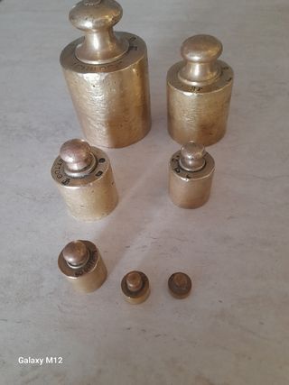 Set 7 Pesi Bilancia Ottone Anni 40/50