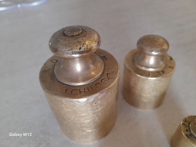 Set 7 Pesi Bilancia Ottone Anni 40/50