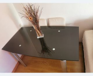 Mesa de comedor extensible cristal negro