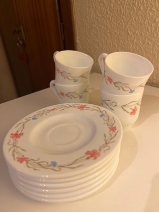 6 Tazas de café de porcelana con diseño floral