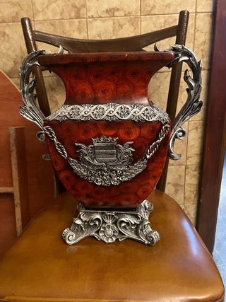 Jarrón Vintage Cerámica y Metal 36x32