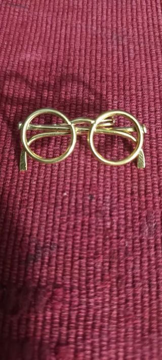 Broche Vintage Gafas Redondas Dorado