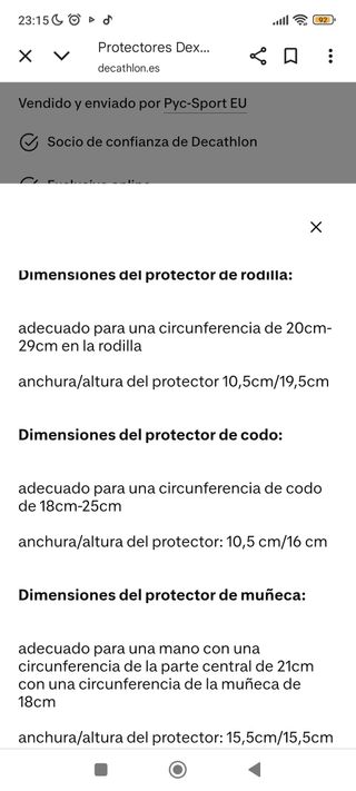 Protecciones Oxelo: Rodilleras,  y muñequeras