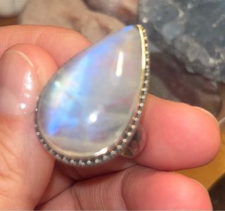 Anillo Piedra Luna Grande Ajustable