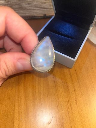 Anillo Piedra Luna Grande Ajustable