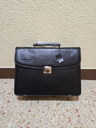 Maletín de cuero Sousas negro