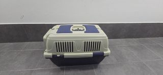 Transportín para perro pequeño beige/azul