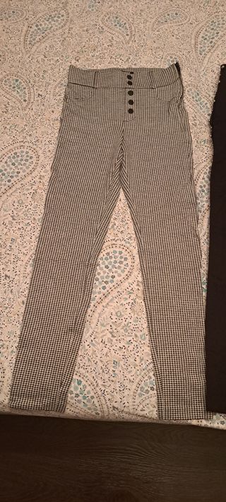 2 Leggings ZARA Mujer T.XS Negro y Blanco/Negro