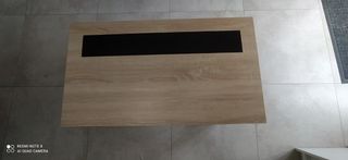 Mesa de centro elevable madera y cristal