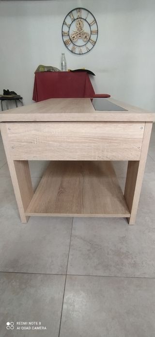 Mesa de centro elevable madera y cristal