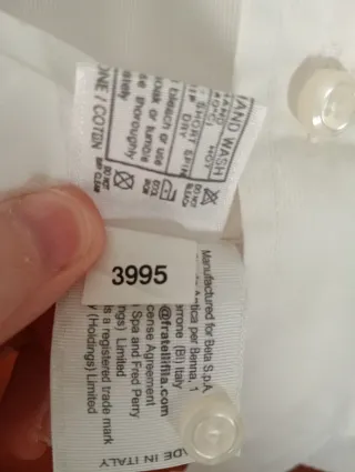 Camisa Fred Perry Blanca Talla M original