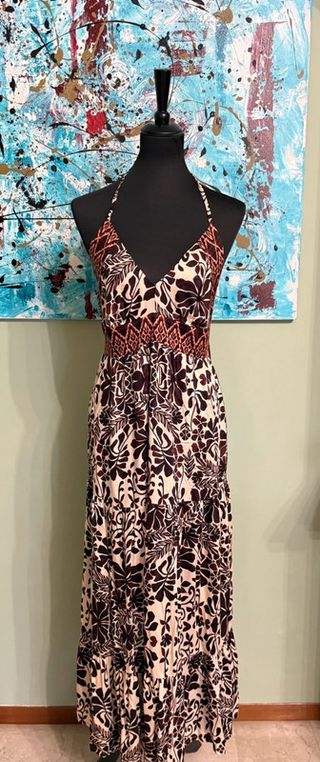 Motivi Abito Lungo Beige/Marrone Tg M