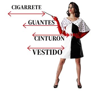 Disfraz Cruella de Vil Bruja Mala Talla Única