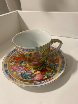 Chávenas Almoçadeiras Porcelana Dourada