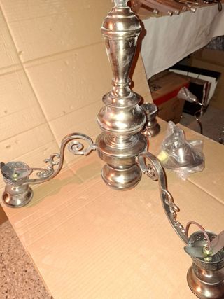 Antico lampadario peltro 3 bracci