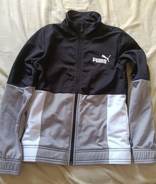 Chaqueta Deportiva Puma Negra Gris Blanca