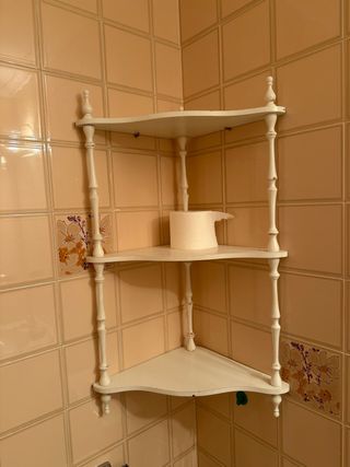 Mueble esquinero baño madera blanco