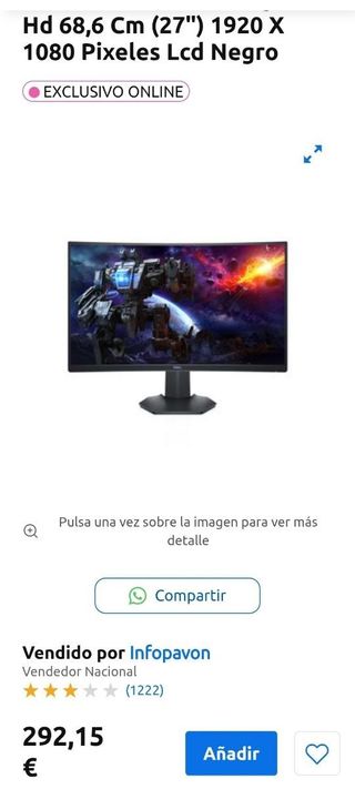 Monitor Dell S2721HGF 27" Curvo