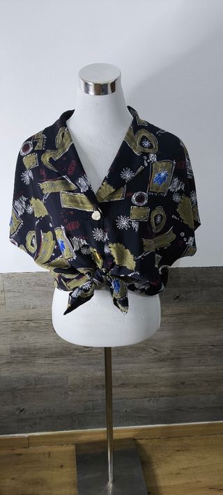 Camisa Vintage Estampada Talla M Oversize