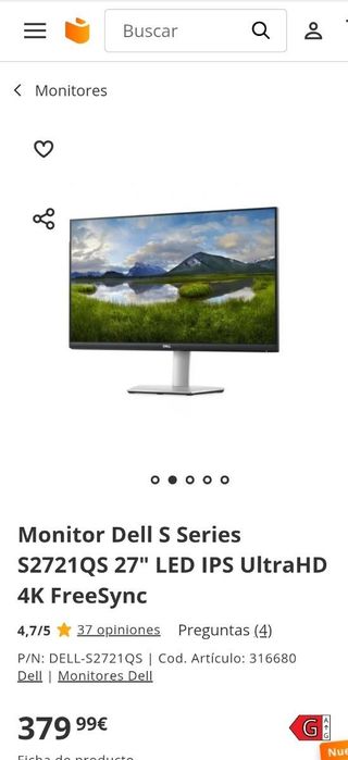 Monitor Dell S2721QS 27" - Impecable
