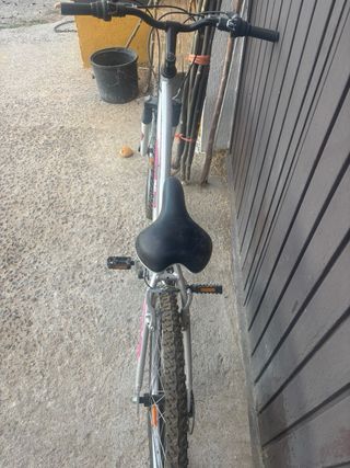 Bicicleta niña 26 plateada con detalles rosas