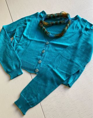 Liu Jo Gilet Turchese manica lunga modello crop