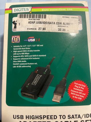 Adaptador USB a IDE/SATA con Alimentador DIGITUS