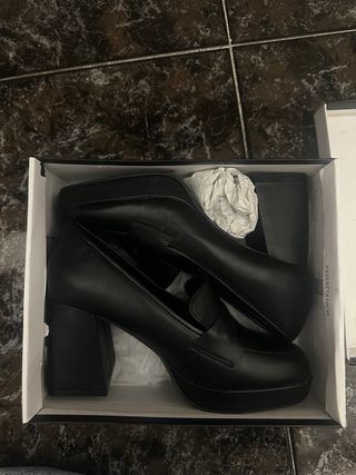 Zapatos de tacón mocasín negros talla 37