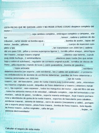 Piñon arranque suzuki gsxr 1000 k5 k6 despiece