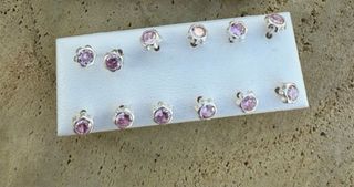 Pendientes Plata Ley 925 con Circonita Rosa