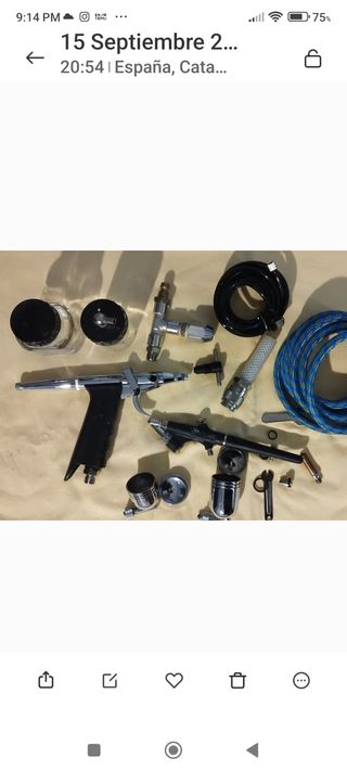 Compresor aerógrafo + 2 pistolas pintar