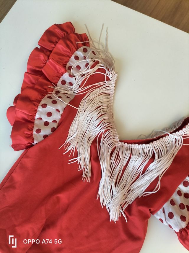 Vestido Niña Sevillana Lunares Rojo Talla 6-8 años