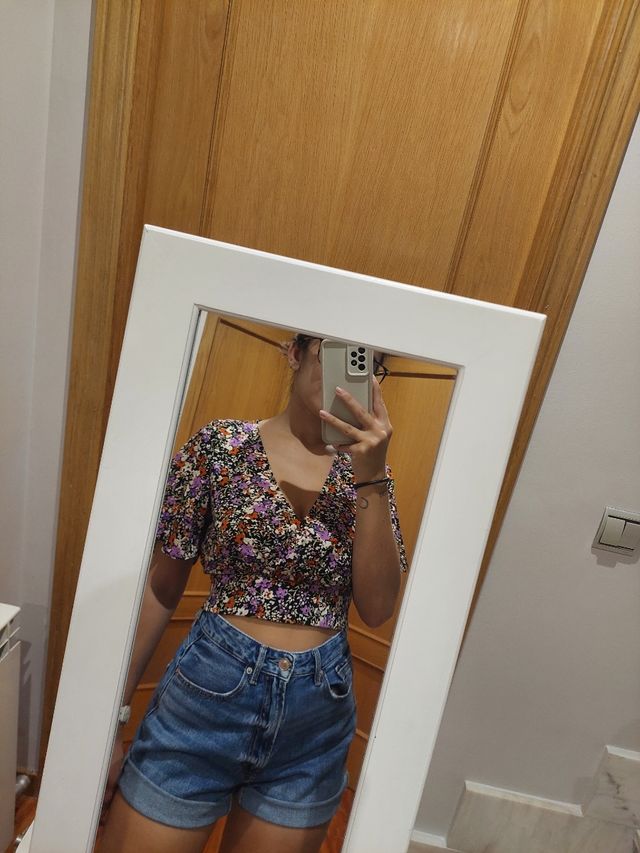 Blusa floral manga corta