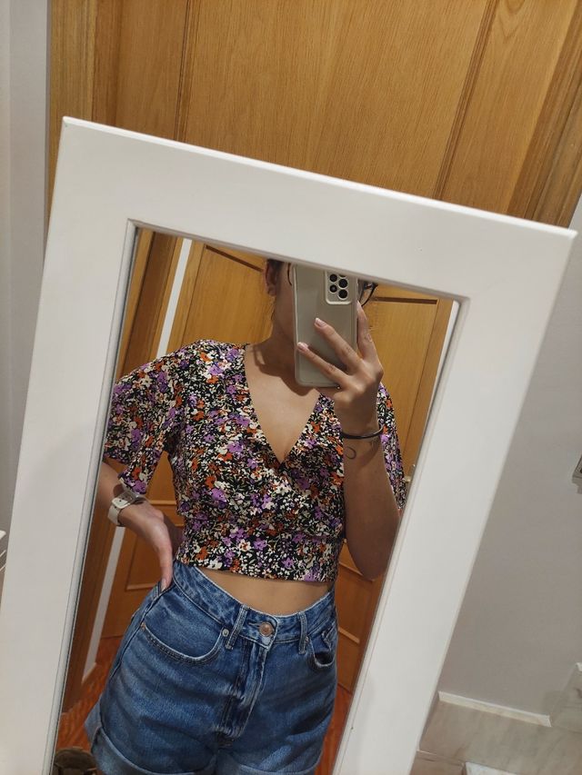 Blusa floral manga corta