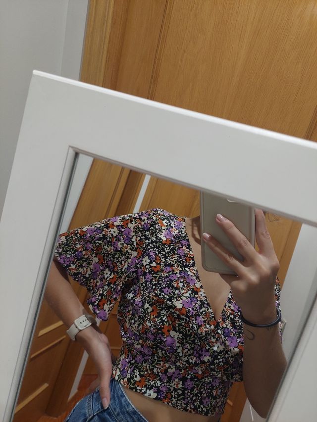 Blusa floral manga corta
