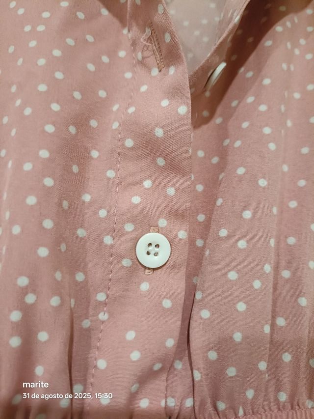 Vestido Largo Rosa lunares (Talla M) Shein