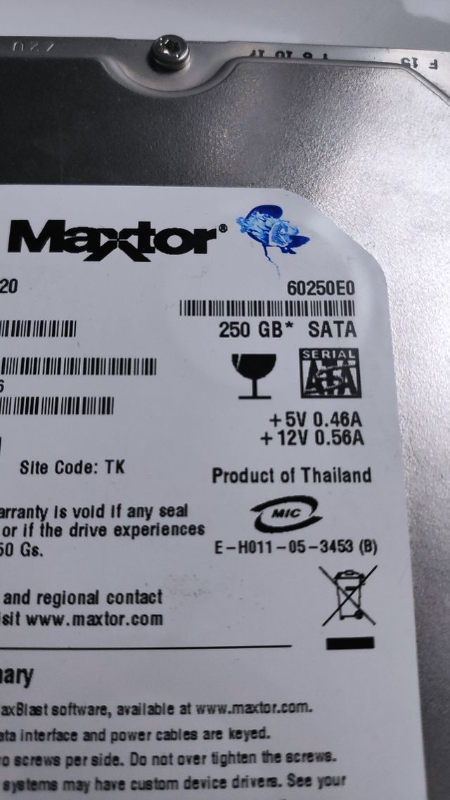 Disco Duro Maxtor DiamondMax 20 250GB SATA