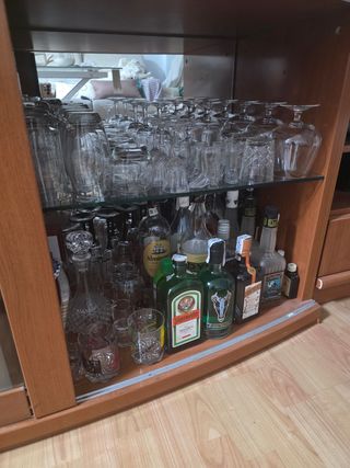 Mueble Bar Salón/Comedor Madera de cerezo, Cristal